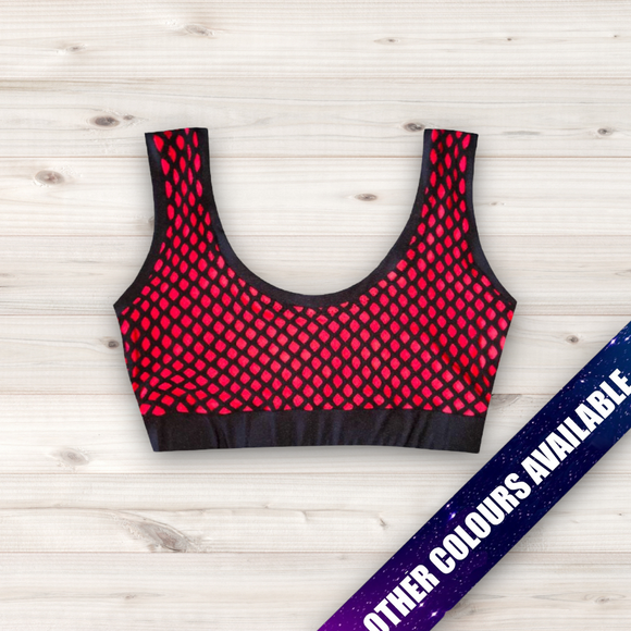 Women's Wrestling Crop Top - Plain With Trim and Net Overlay