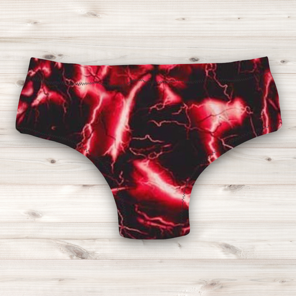 Men's Wrestling Trunks - Red Lightning Print