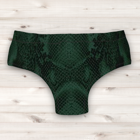 Men's Wrestling Trunks - Green Snakeskin Print