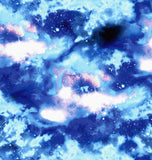 a blue and white space filled with stars