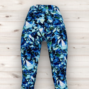 Men's Wrestling Tights - Blue Crystal Print