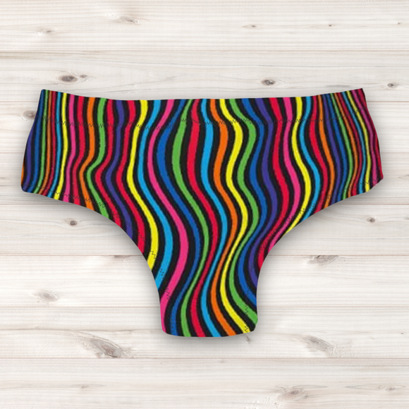 Men's Wrestling Trunks - Groovy Stripe Print