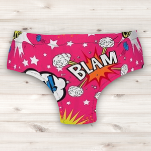 Men's Wrestling Trunks - Pink Comic Print