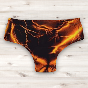 Men's Wrestling Trunks - Orange Lightning Print