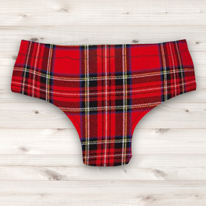 Men's Wrestling Trunks - Red Tartan Print