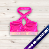Women's Wrestling Crop Top - Shiny Crossover Halter Neck