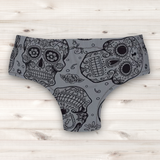 Men's Wrestling Trunks - Grey Skull Print