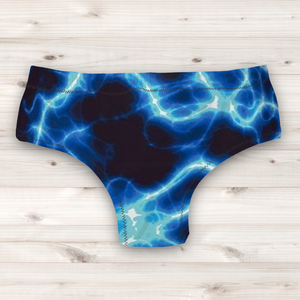 Men's Wrestling Trunks - Blue Lightning Print