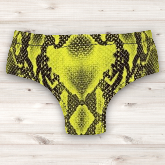 Men's Wrestling Trunks - Yellow Reptile Skin Print