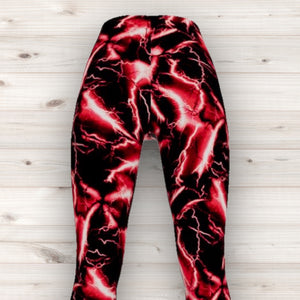 Men's Wrestling Tights - Red Lightning Print