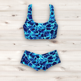 Women's Wrestling Crop Top and Booty Shorts Set - Abyss Ice Print