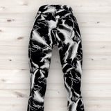 Men's Wrestling Tights - Grey Marble Lightning Print