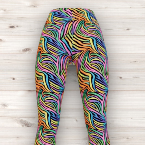 Men's Wrestling Tights - Rainbow Zebra Print