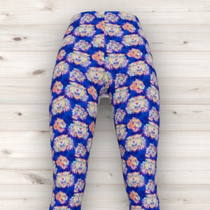 Men's Wrestling Tights - Blue Tiger Face Print