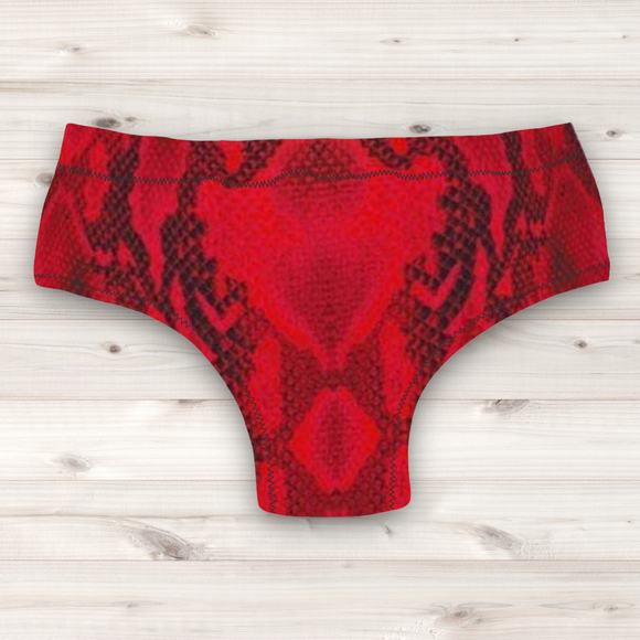 Men's Wrestling Trunks - Red Reptile Skin Print