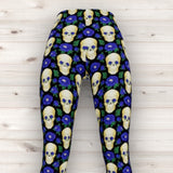 Men's Wrestling Tights - Skulls and Flowers Print