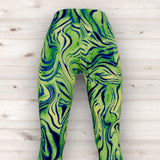 Men's Wrestling Tights - Green Tiger Swirl Print