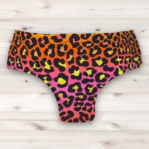 Men's Wrestling Trunks - Orange Yellow Ombre Animal Print