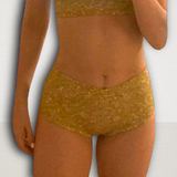 Women's Wrestling Crop Top and Booty Shorts Set - Gold Crystal Print