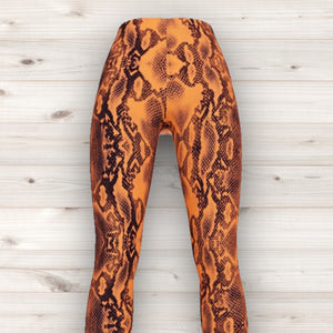 Men's Wrestling Tights - Orange Reptile Print