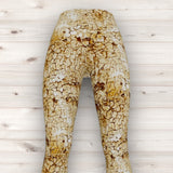 Men's Wrestling Tights - Gold Crackle Print