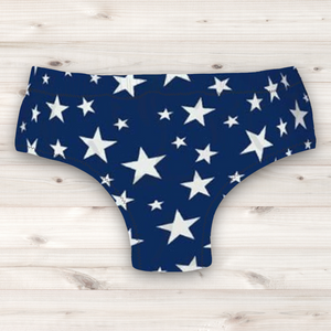 Men's Wrestling Trunks - Navy and White Star Print