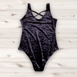 Women's Wrestling Bodysuit - Black Velvet With Chest Detail