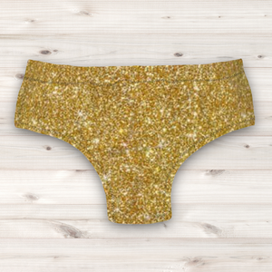 Men's Wrestling Trunks - Gold Glitter Print