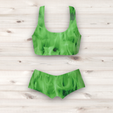 Women's Wrestling Crop Top and Booty Shorts Set - Acid Flare Print