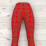 Men's Wrestling Tights - Red Tartan Print