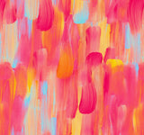 an abstract painting of pink and yellow colors