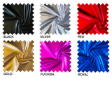 four different colors of satin fabric
