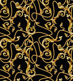 a black and gold wallpaper with gold swirls