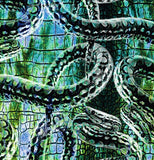 a close up of a painting of a snake