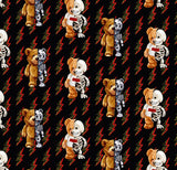 a pattern of a teddy bear with a skeleton on it