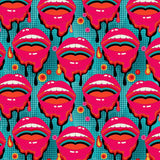 a group of pink lips with dripping paint on them